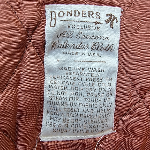 Vtg Bonders Calender Cloth Brown Faux Fur Lined Belted Coat USA No Size, - Picture 15 of 15